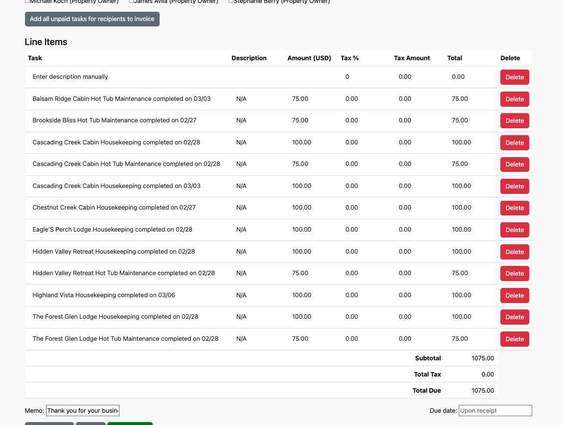 Invoicing